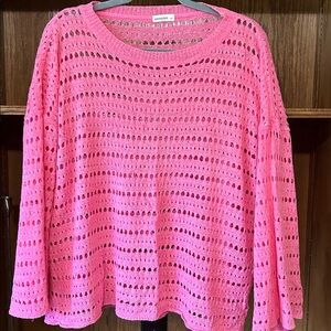 ANDTHEWHY Pink Openwork Knit Top S/M